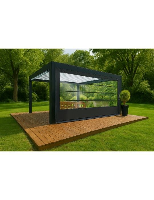 Bâche de fermeture sur-mesure pour pergola motif Lignes | CloZIP