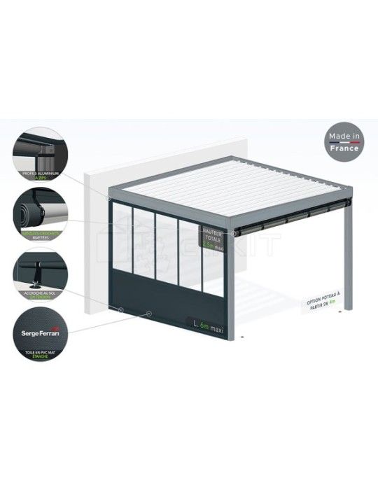 Bâche de fermeture sur-mesure pour pergola motif Lignes | CloZIP