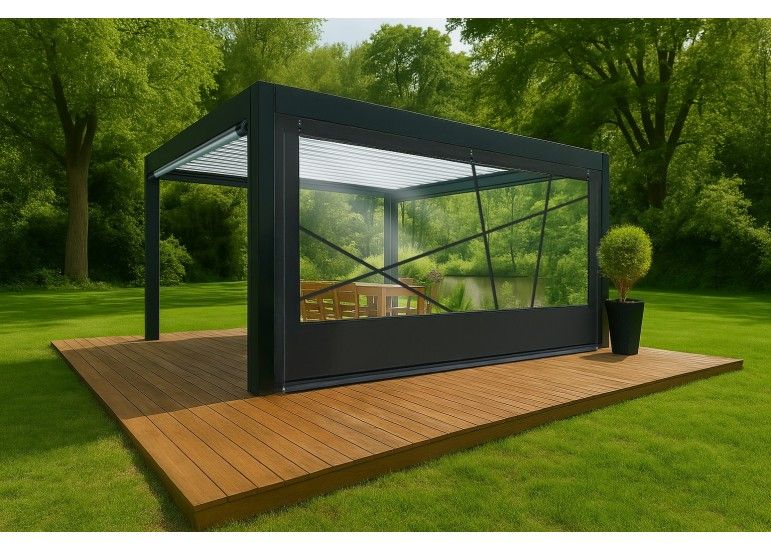 Bâche de fermeture pour pergola motif oblique sur-mesure | CloZIP
