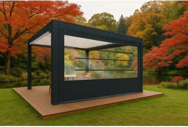 Bâche de fermeture sur-mesure pour pergola motif Lignes | CloZIP 2