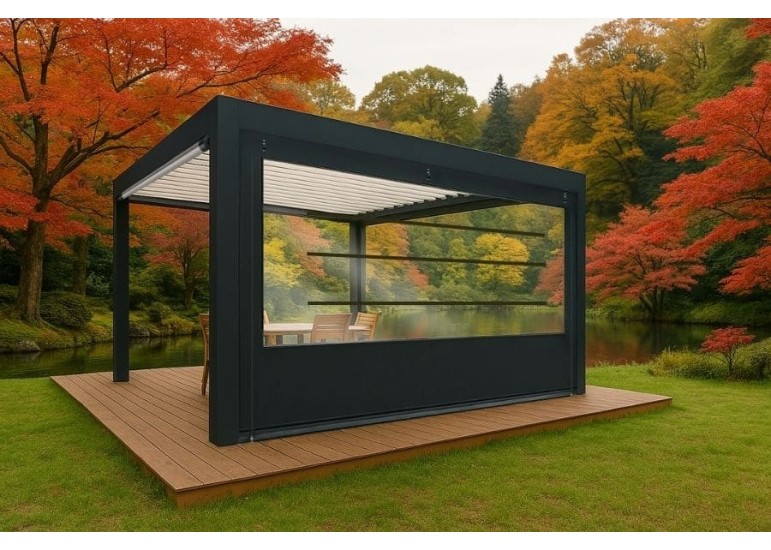 Bâche de fermeture sur-mesure pour pergola motif Lignes | CloZIP