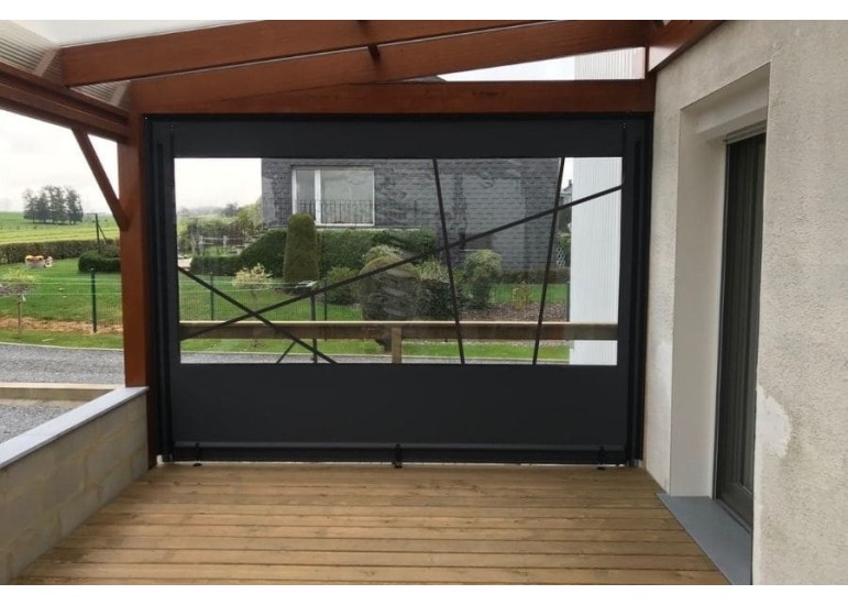 Bâche de fermeture pour pergola motif oblique sur-mesure | CloZIP