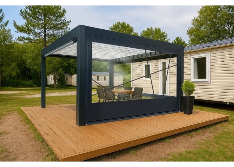 Bâche de fermeture pour pergola motif oblique sur-mesure | CloZIP