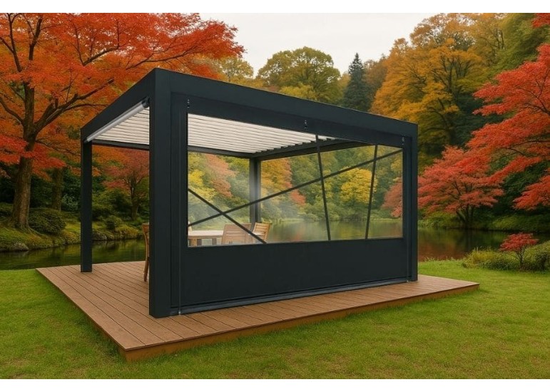 Bâche de fermeture pour pergola motif oblique sur-mesure | CloZIP