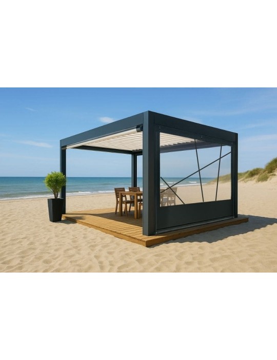 Bâche de fermeture pour pergola motif oblique sur-mesure | CloZIP