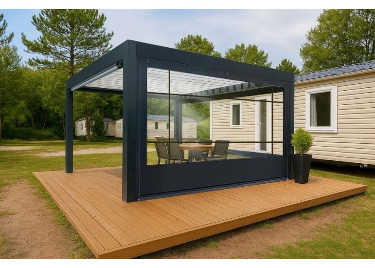 Bâche de fermeture sur-mesure pour pergola motif Lignes | CloZIP