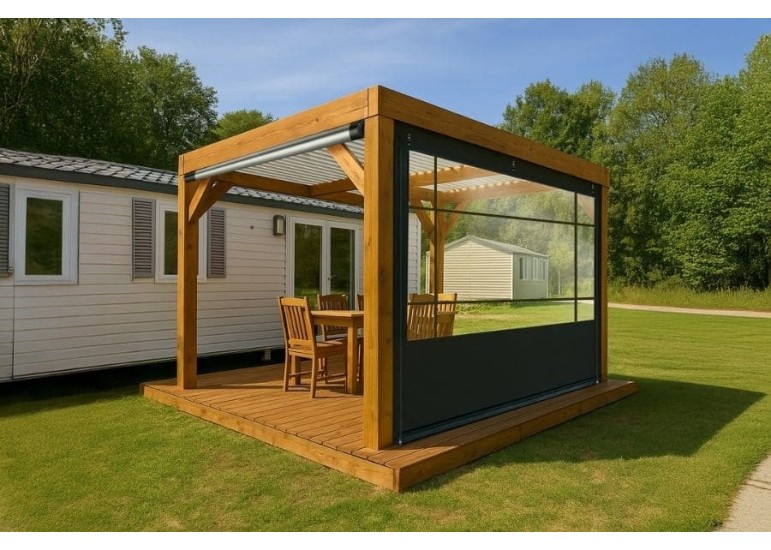 Bâche de fermeture sur-mesure pour pergola motif Lignes | CloZIP