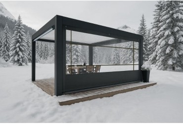 Bâche de fermeture sur-mesure pour pergola motif Lignes | CloZIP