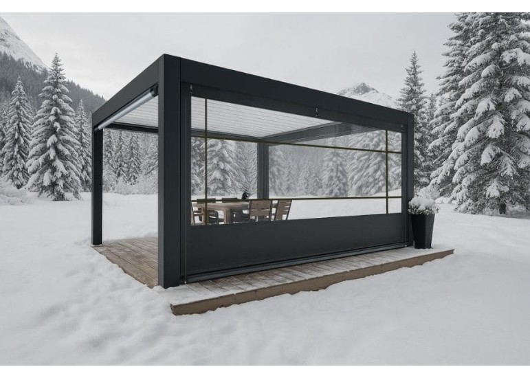Bâche de fermeture sur-mesure pour pergola motif Lignes | CloZIP