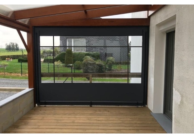 Bâche de fermeture sur-mesure pour pergola motif Lignes | CloZIP
